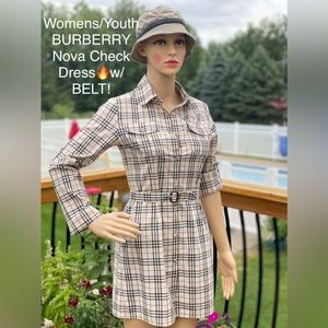 Burberry Nova Check BELTED Button Down Shirt Dress🔥NEW🔥Womens SM/Youth XL (12)